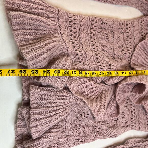 Roz & Ali Women Open Front Waterfall Knit Cardigan Sz SP Feminine Ferry Coquette - Picture 6 of 9